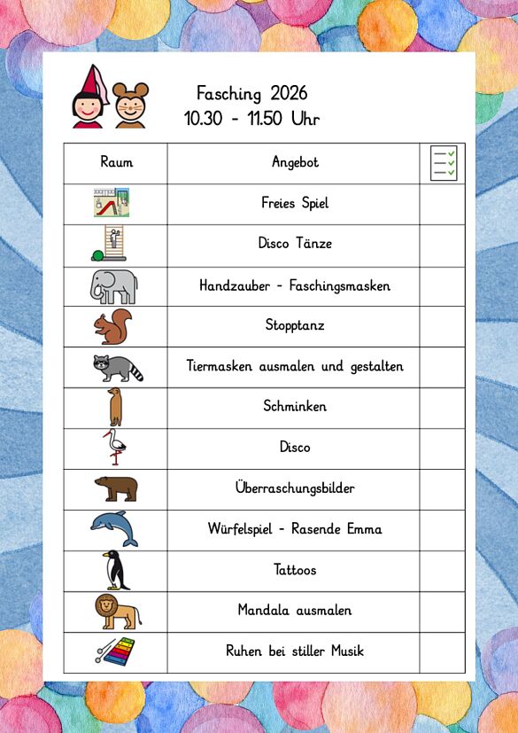 Laufzettel Faschingsstationen