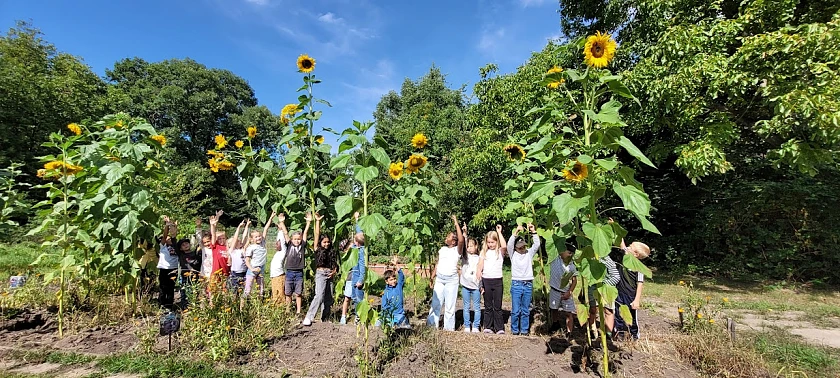 Faultierkinder im Schulgarten